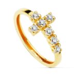 18K SORTIJA ORO AMARILLO CON CRUZ DE 7 CIRCONITAS, ANCHO: 8MM, ANCHO CUERPO: 2MM