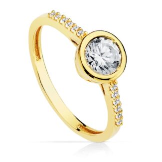 18K SOLITARIO ORO AMARILLO CON CIRCONITA Y CIRCONITA CENTRAL DE 5,5 MM