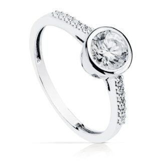 18K SOLITARIO ORO BLANCO CON CIRCONITA Y CIRCONITA CENTRAL DE 5,5 MM