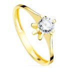 18K SOLITARIO ORO AMARILLO CIRCONITA GARRAS DE 5 MM, ANCHO: 7,4 MM