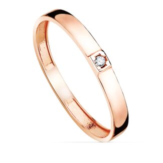 18K SORTIJA ORO ROSA BRILLO 1 CIRCONITA ANCHO 2,2 MM