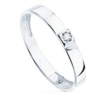18K SORTIJA ORO BLANCO BRILLO 1 CIRCONITA ANCHO 3 MM