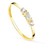 18K SORTIJA ORO AMARILLO PIEDRA AGUAMARINA 4X2 MM Y CIRCONITA ANCHO 1 MM