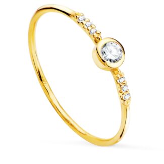 18K SOLITARIO ORO AMARILLO CUERPO RED,1MM TOPACIOS BLANCOS NATURALES 0,1683 CTS,