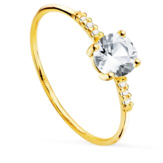 18K SOLITARIO ORO AMARILLO CUERPO RED,1 MM TOPACIOS BLANCOS NATURALES 0,5436 CTS