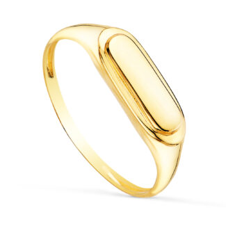 18K SORTIJA SELLO ORO AMARILLO BRILLO CABEZA ALARGADA, ZONA GRABADO: 12X3,5 MM