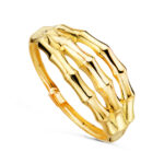 18K SORTIJA ORO AMARILLO CON TRIPLE CUERPO DE BAMBÚ EN BRILLO, ANCHO: 8 MM