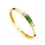 18K SORTIJA ORO AMARILLO CIRCONITA VERDE 4X2 MM Y CIRCONITAS, ANCHO: 2MM