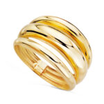 18K SORTIJA ORO AMARILLO TRES BANDAS EN BRILLO, ANCHO: 12 MM