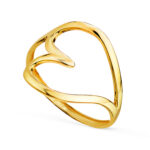 18K SORTIJA ORO AMARILLO CORAZON LISO EN BRILLO, ANCHO 16 MM