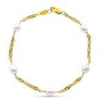 18K PULSERA ORO AMARILLO 19CM SINGAPUR PERLA CULTIVADA ALJORFA 6-6,5 MM