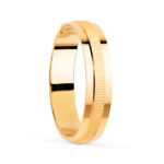 18K ALIANZA ORO AMARILLO FILA CENTRAL ESTRIADA Y BORDES BRILLO, ANCHO: 4 MM