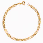 18K PULSERA ORO AMARILLO ESLABON ANCLA Y BARBADO ANCHO: 4 MM, LARGO: 19,5 CM