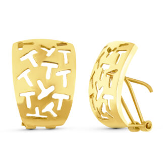 18K PENDIENTES ORO AMARILLO CALADOS 19X14 MM CIERRE OMEGA