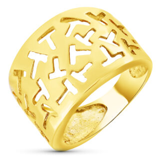 18K SORTIJA ORO AMARILLO MOTIVOS CALADOS EN BRILLO, ANCHO: 15 MM