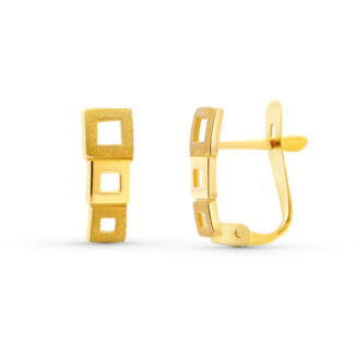 18K PENDIENTES ORO AMARILLO CUADRADOS 11X4 MM, CIERRE CATALAN