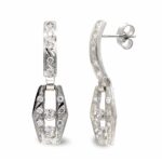 18K PENDIENTES ORO BLANCO LARGOS CIRCONITA 24X7 MM CIERRE PRESION