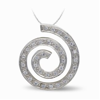 18K COLGANTE ORO BLANCO CIRCONITA ESPIRAL,