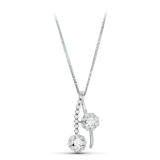 18K GARGANTILLA 45CM ORO BLANCO JUEGO DE NOVIA CIRCONITA MOTIVO 26X14 MM