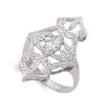 18K SORTIJA ORO BLANCO LANZADERA CON CIRCONITAS, ANCHO: 29 MM