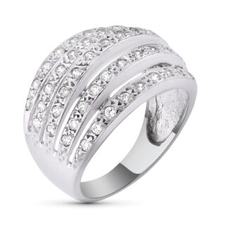 18K SORTIJA ORO BLANCO MACIZA CON CIRCONITAS, ANCHO: 15 MM