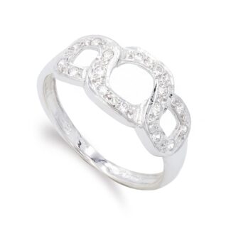 18K SORTIJA ORO BLANCO Y CIRCONITAS, ANCHO: 9,5 MM