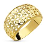 18K SORTIJA ORO AMARILLO CALADA Y TALLADA, ANCHO: 11 MM