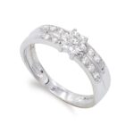 18K SORTIJA ORO BLANCO Y CIRCONITAS, ANCHO: 6 MM