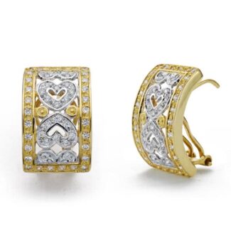 18K PENDIENTES BICOLOR CIRCONITA OMEGA 20X12 MM