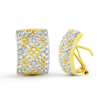 18K PENDIENTES BICOLOR CIRCONITA 17X12 M CIERRE OMEGA