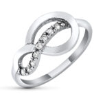 18K SORTIJA ORO BLANCO NUDO CON CIRCONITAS, ANCHO: 10 MM