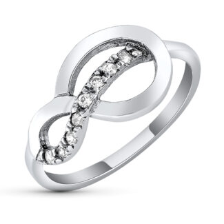 18K SORTIJA ORO BLANCO NUDO CON CIRCONITAS, ANCHO: 10 MM