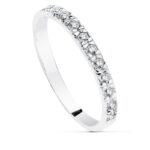 18K SORTIJA ORO BLANCO CON CIRCONITAS CARRIL, ANCHO: 2 MM