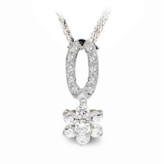 18K COLLAR ORO BLANCO Y CIRCONITAS 45CM