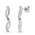 18K PENDIENTES ORO BLANCO CIRCONITA 25X4 MM CIERRE PRESION