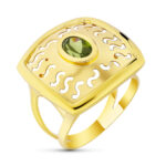 18K SORTIJA ORO AMARILLO MOTIVO CALADO CON CIRCONITA OLIVINA, ANCHO: 20 MM