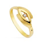 18K SORTIJA ORO AMARILLO OJO CON CIRCONITA, ANCHO: 7,5 MM