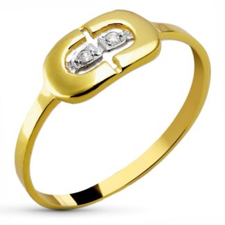 18K SORTIJA ORO BICOLOR CON MOTIVO CALADO, ANCHO: 6 MM