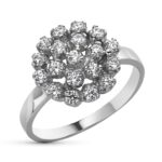 18K SORTIJA ORO BLANCO CUAJO CON CIRCONITAS, ANCHO 13 MM