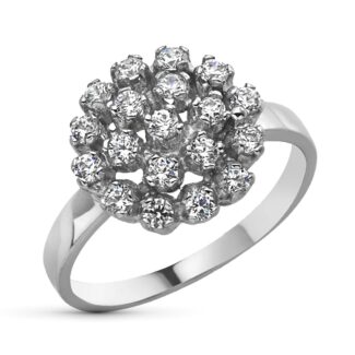 18K SORTIJA ORO BLANCO CUAJO CON CIRCONITAS, ANCHO 13 MM