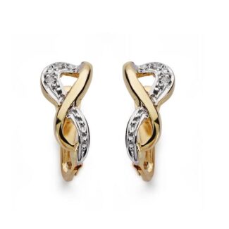 9K PENDIENTES BICOLOR 12X5 MM CIERRE CATALAN