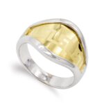 18K SORTIJA ORO BICOLOR CON DIBUJO LASER DE GRECA, ANCHO: 15 MM
