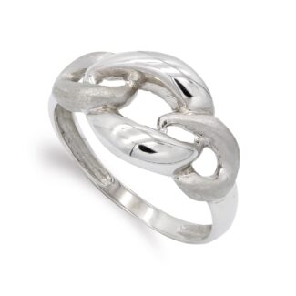 18K SORTIJA ORO BLANCO ESLABONES MATE Y BRILLO, ANCHO: 11 MM