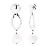 18K PENDIENTES ORO BLANCO PERLA CULTIVADAS CIERRE PRESION