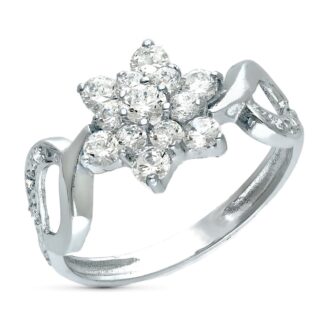 18K SORTIJA ORO BLANCO CUAJO CON CIRCONITAS, ANCHO 10 MM