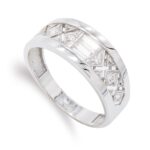 18K SORTIJA ORO BLANCO CIRCONITAS BAGUETTE, ANCHO: 8 MM