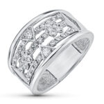 18K SORTIJA ORO BLANCO CALADA CON CIRCONITAS, ANCHO: 11,5 MM