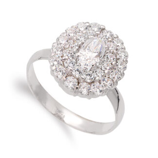 18K SORTIJA ORO BLANCO CUAJO CON CIRCONITAS, ANCHO: 14 MM