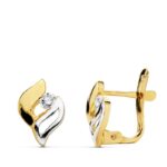 18K PENDIENTES BICOLOR CIRCONITA 9X6 MM CIERRE CATALAN