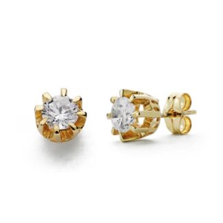 18K PENDIENTES ORO AMARILLO SOLITARIO GARRA 7 MM